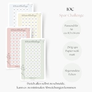 10 Euro Challenge, Savings Challenge, Savings Challenge, Saving with Challenges, A6 Planner Inserts, Saving Money with Savings Goals, Monthly Budget