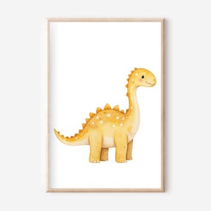 Póster amarillo de dinosaurio A4, conjunto de pósteres, póster de dinosaurio, cuadro de pared de dinosaurio, póster de animales, cuadro de pared de animales