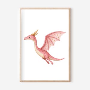 Póster rosa de dinosaurio A4, conjunto de pósteres, póster de dinosaurio, cuadro de pared de dinosaurio, póster de animales, cuadro de pared de animales