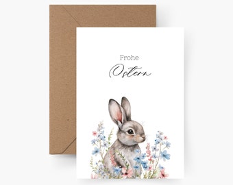 Easter bunny Easter card, watercolor, textured paper, Easter card set, envelopes, Easter nest, Easter greeting, postcard, Easter cards, Easter card