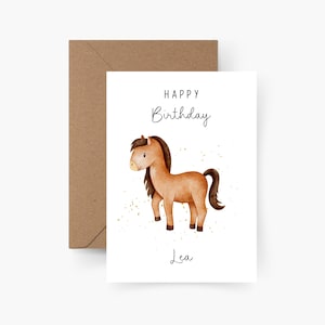 Geburtstagskarte Pferd personalisiert mit Namen A6, Karte Geburtstag, Happy Birthday, Kindergeburtstag, Glückwunschkarte, Grußkarte