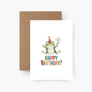 Geburtstagskarte Happy Birthday Frosch A6, Aquarell, Strukturpapier, Happy Birthday, Runder Geburtstag, Geburtstagsgruß, Postkarte