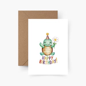 Geburtstagskarte Happy Birthday Schildkröte A6, Aquarell, Strukturpapier, Happy Birthday, Runder Geburtstag, Geburtstagsgruß, Postkarte