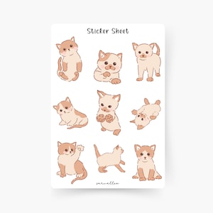 Feuille d’autocollants de chat mignon, amoureux des chats, chatons, animaux, Kawaii, chat Kawaii, bébé chat
