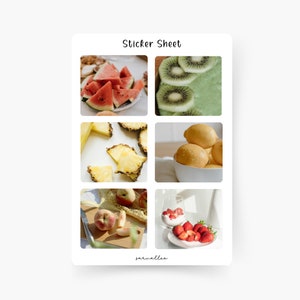 Feuille d’autocollants de fruits, été, pastèque, kiwi, ananas, citron, fraise, pêche, fruit