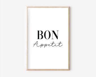 Bon Appetit Poster A4, sayings poster, living room decoration, kitchen decoration, wall picture with saying, poster for kitchen, kitchen picture, poster dining room