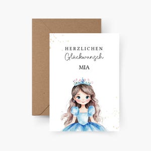 Geburtstagskarte Prinzessin personalisiert mit Namen A6, Geburtstagskarte Kind, Happy Birthday, Kindergeburtstag