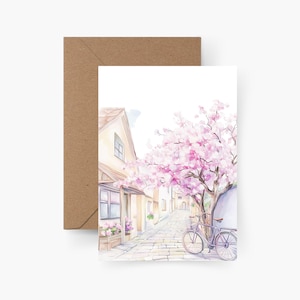 Tarjeta de primavera A6, postal, postal mar de flores, papel texturizado, motivo de tarjeta de felicitación, postal con motivo, primavera, flores, flores de cerezo