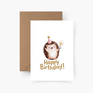 Geburtstagskarte Happy Birthday Igel A6, Aquarell, Strukturpapier, Happy Birthday, Runder Geburtstag, Geburtstagsgruß, Postkarte