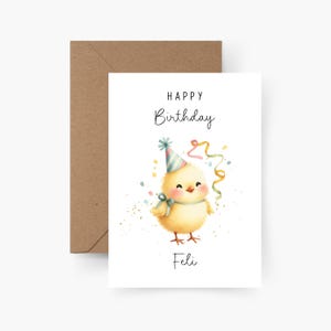 Geburtstagskarte Küken personalisiert mit Namen A6, Karte Geburtstag, Happy Birthday, Kindergeburtstag, Glückwunschkarte, Grußkarte