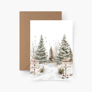 Biglietto di Natale con motivo invernale A6, acquerello, set di cartoline di Natale, Natale, posta di Natale, cartolina, Natale, Buon Natale