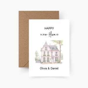 Carte de pendaison de crémaillère personnalisée, carte de pendaison de crémaillère, aquarelle, papier texturé, carte postale, nouvelle maison heureuse, cadeau de pendaison de crémaillère, fête de pendaison de crémaillère
