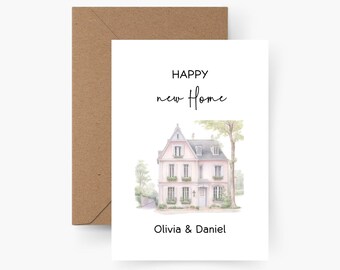 Tarjeta de inauguración personalizada, tarjeta de mudanza, acuarela, papel texturizado, postal, Feliz nuevo hogar, regalo de inauguración, fiesta de inauguración