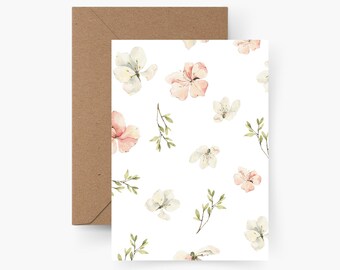 Fiori di carta A6, cartolina, cartolina mare di fiori, carta strutturata, motivo biglietto di auguri, motivo cartolina, primavera, fiori