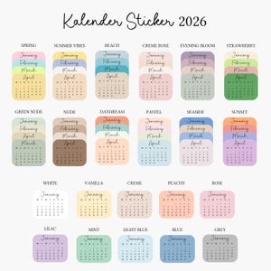 Minikalender 2026, stickerset voor minikalender 2026, stickers, Bullet Journal-stickers, dagboekset, plannerstickers, esthetische stickers