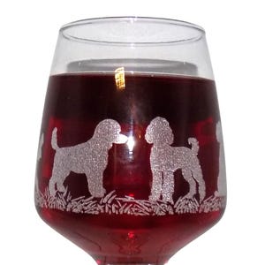 Engraved 'POODLE' dog large wine glass with gift box - Unique & personal gift for Poodle owners! Poodle gift.