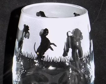 Hand etched 'SCHNAUZER' dog large wine glass with gift box - Unique & personal gift for Schnauzer owners! Schnauzer gift.