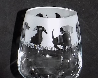 New Hand Etched 'DACHSHUND' Wine Glass(es) With Free Gift Box - Beautiful & Unique Gift For A Dachshund Owner - Functional and Personal!