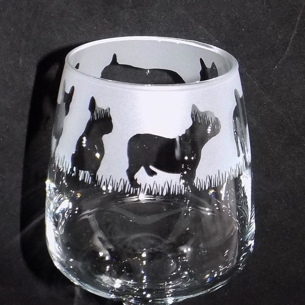 New Hand Etched 'FRENCH BULLDOG' Wine Glass(es) With Free Gift Box - Beautiful & Unique Gift For A Frenchie Owner - Functional and Personal!