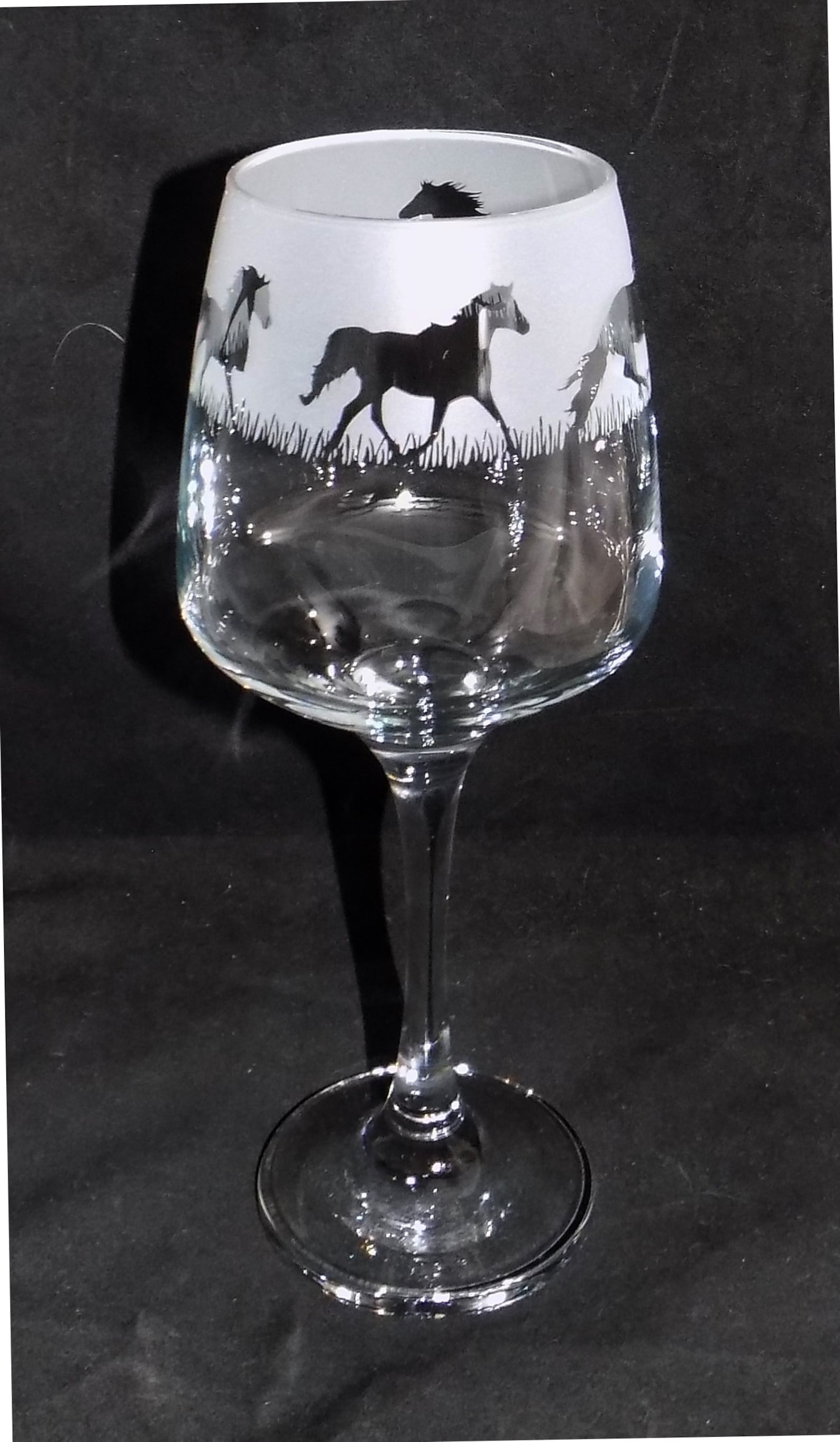New Hand Etched 'HORSE' Wine Glasses With Free Gift Etsy UK