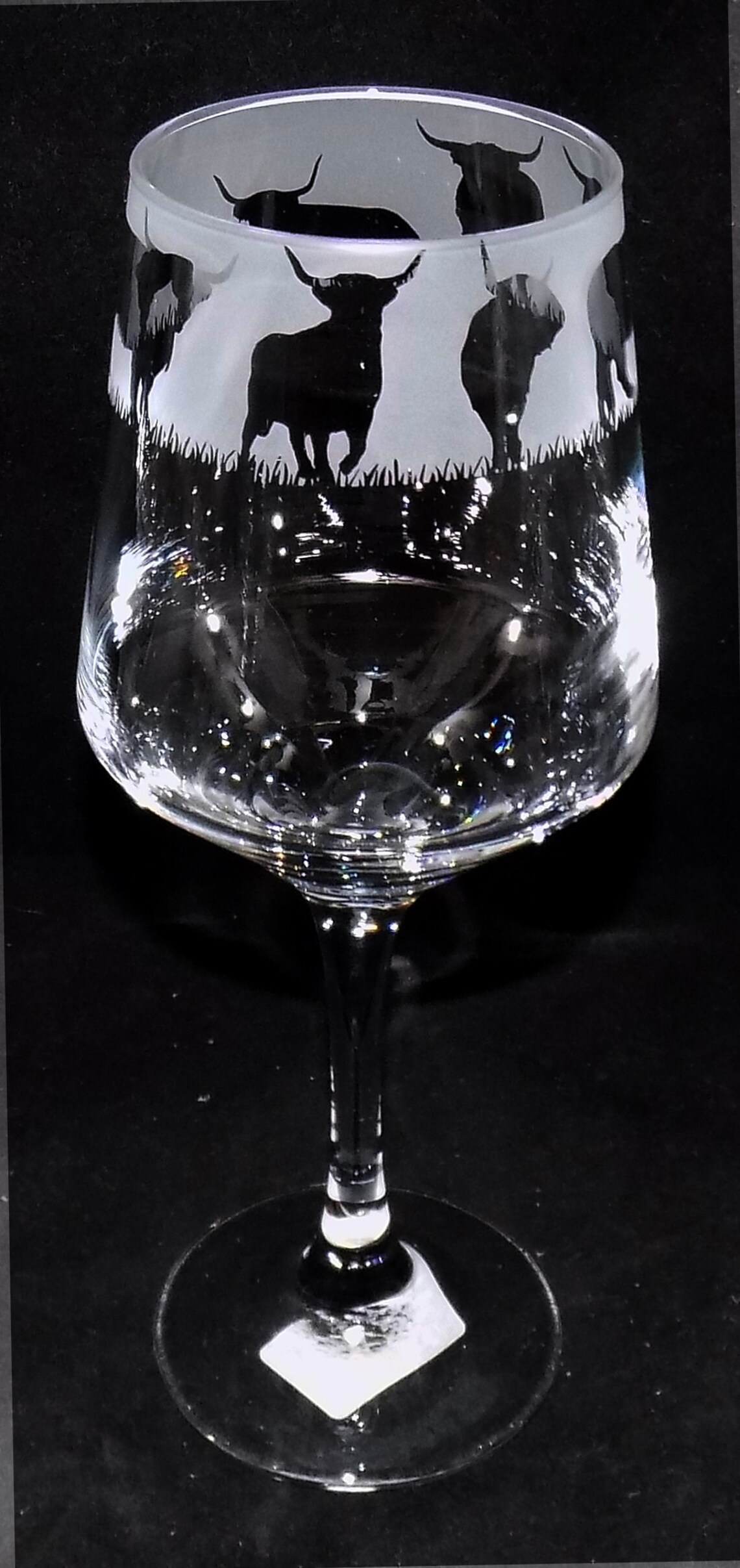 New Hand Etched 'HIGHLAND COW' Wine Glasses With Etsy