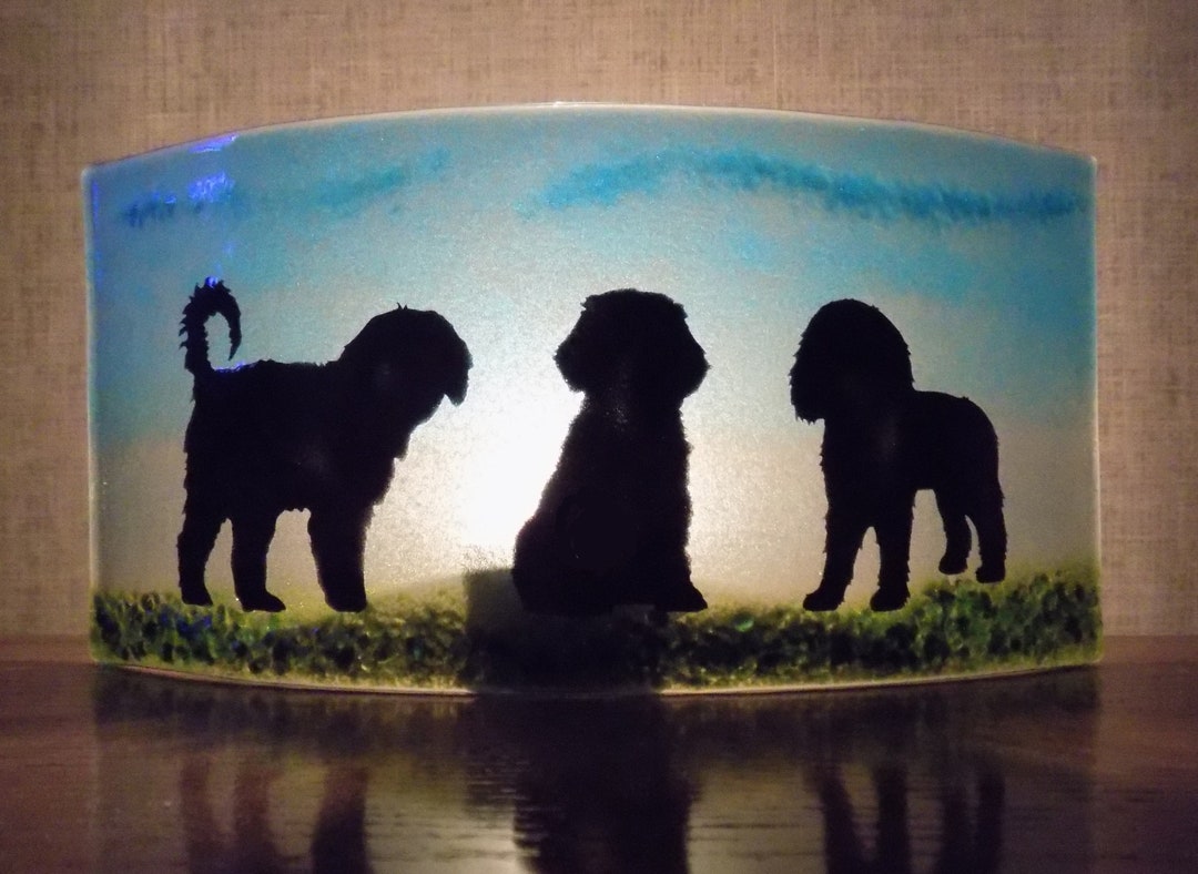 Beautiful Glass Fused "cockapoo" Curved Freestanding Tea Light/candle ...