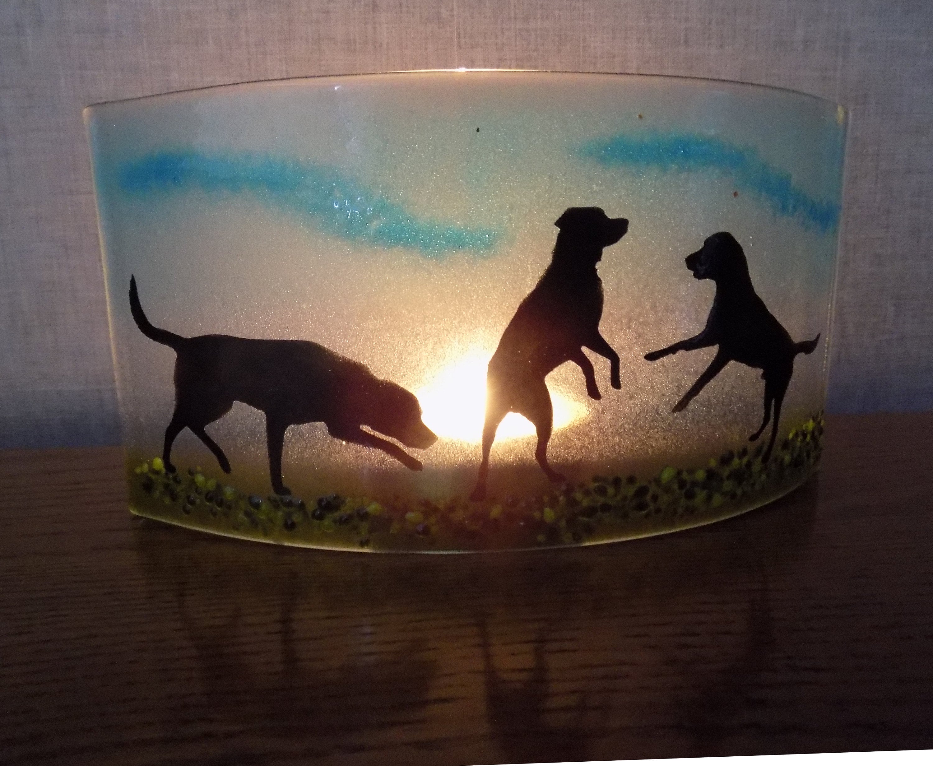 Beautiful Glass Fused labrador Curved Freestanding Etsy UK