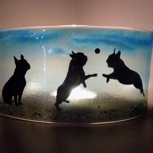 Beautiful Glass Fused "FRENCH BULLDOG" Curved Tea Light/Candle Shade - Original Gift for Birthday/Christmas Or Lovely Home Decoration!