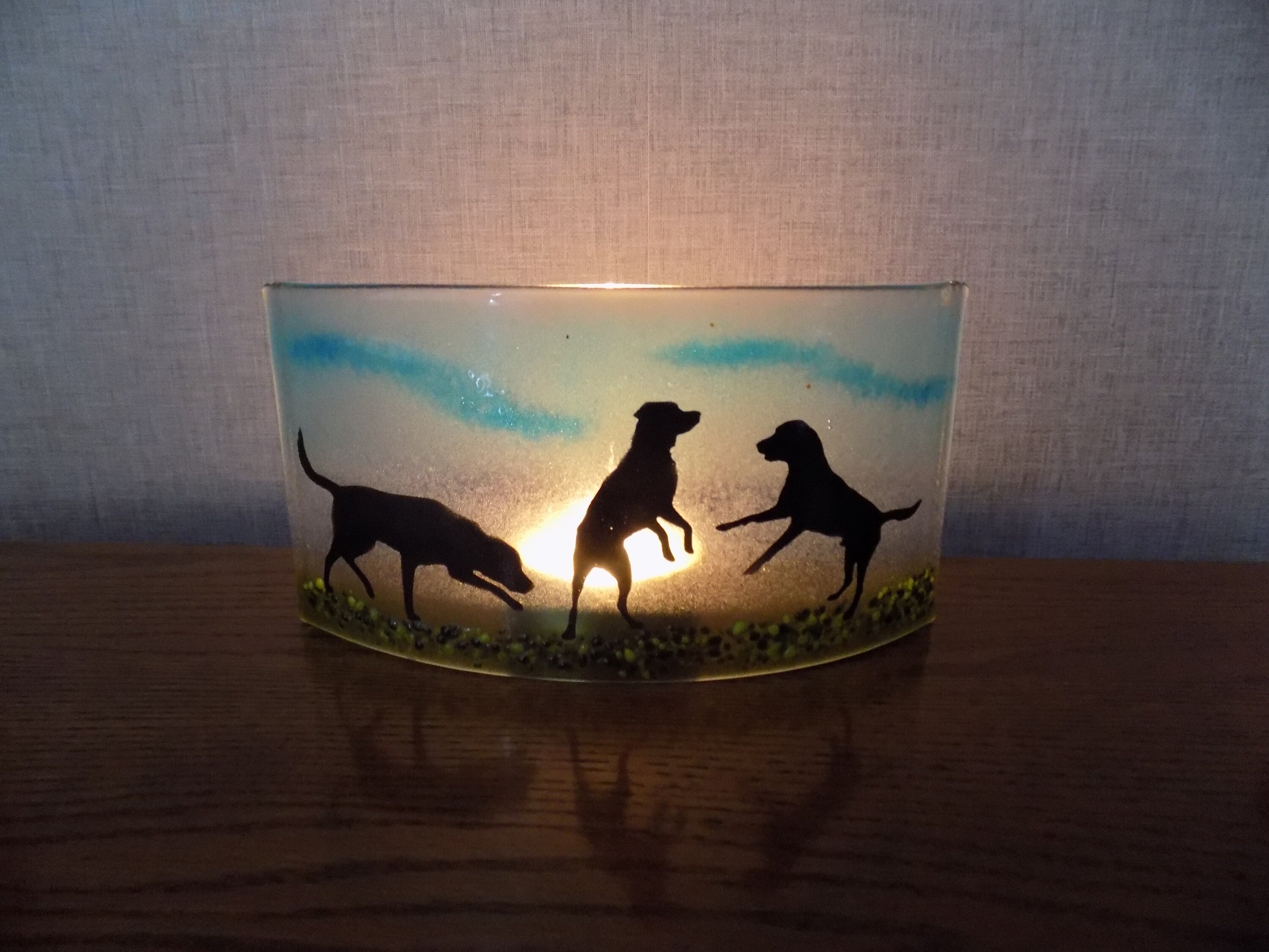 Beautiful Glass Fused labrador Curved Freestanding Etsy UK