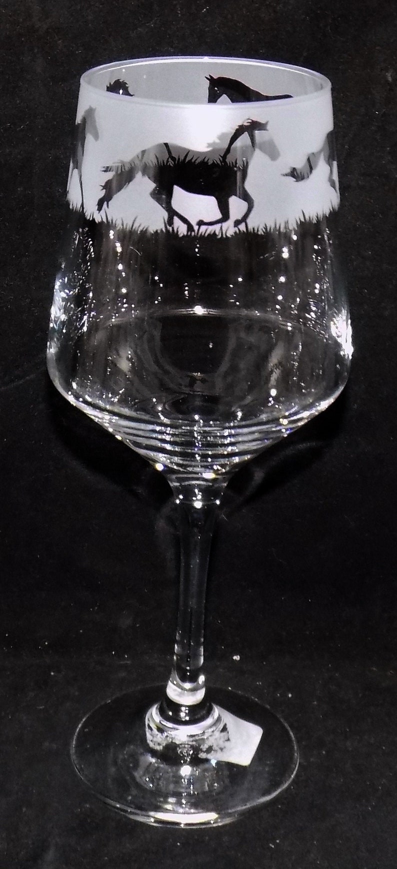 New Hand Etched 'HORSE' Wine Glasses With Free Gift Etsy