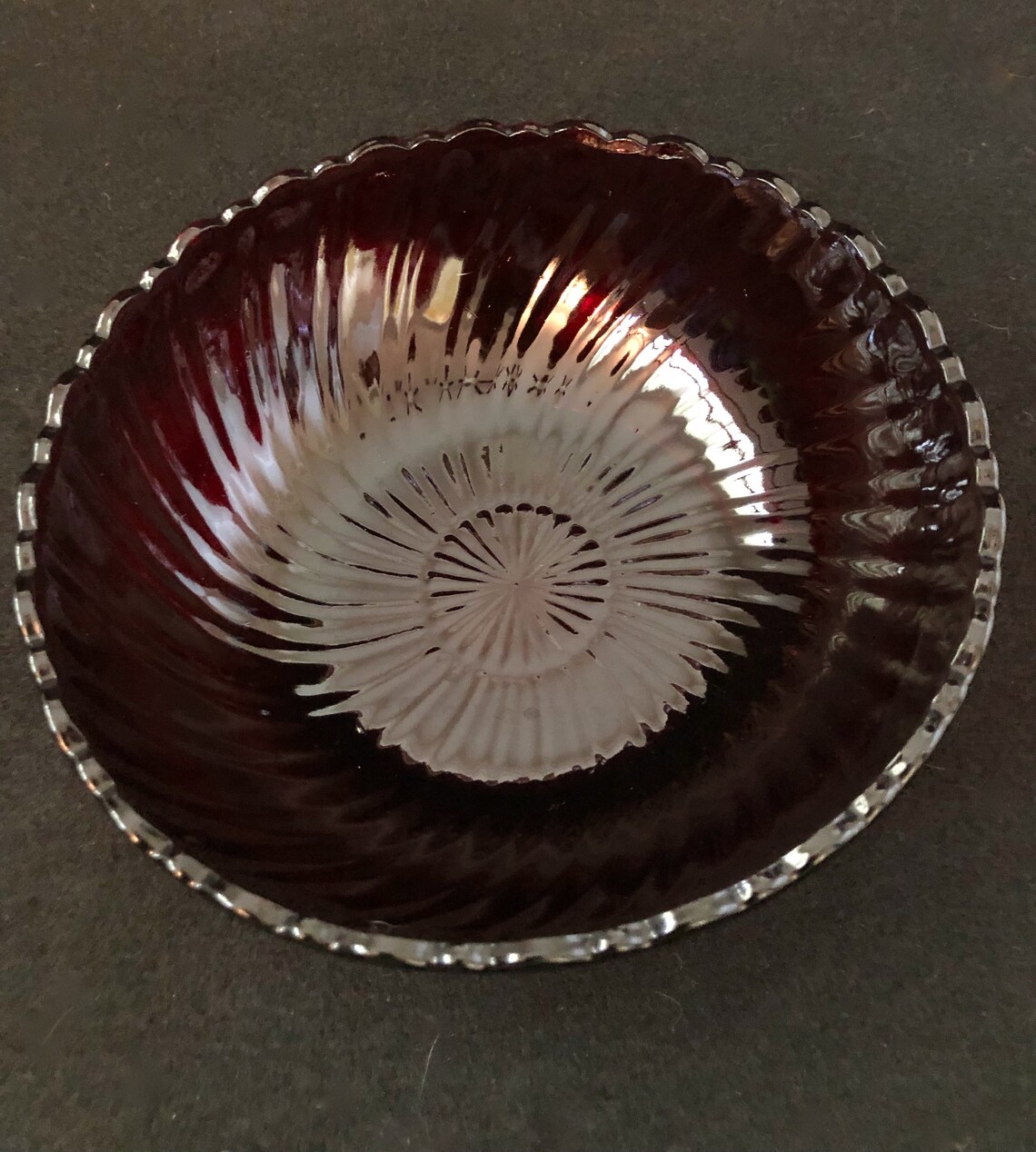 2 Ruby Red Fluted Depression Glass Bowls Unmarked Etsy