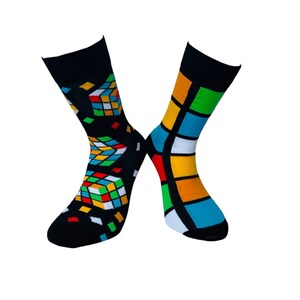 Chaussettes Rubik's Cube pour hommes Chaussettes Funky Cuber Chaussettes en coton image 5