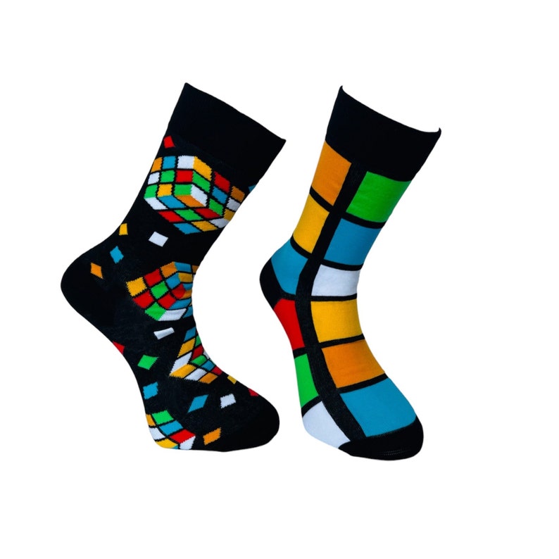 rubiks cube novelty men socks, black fun men socks, funny cuber  gift