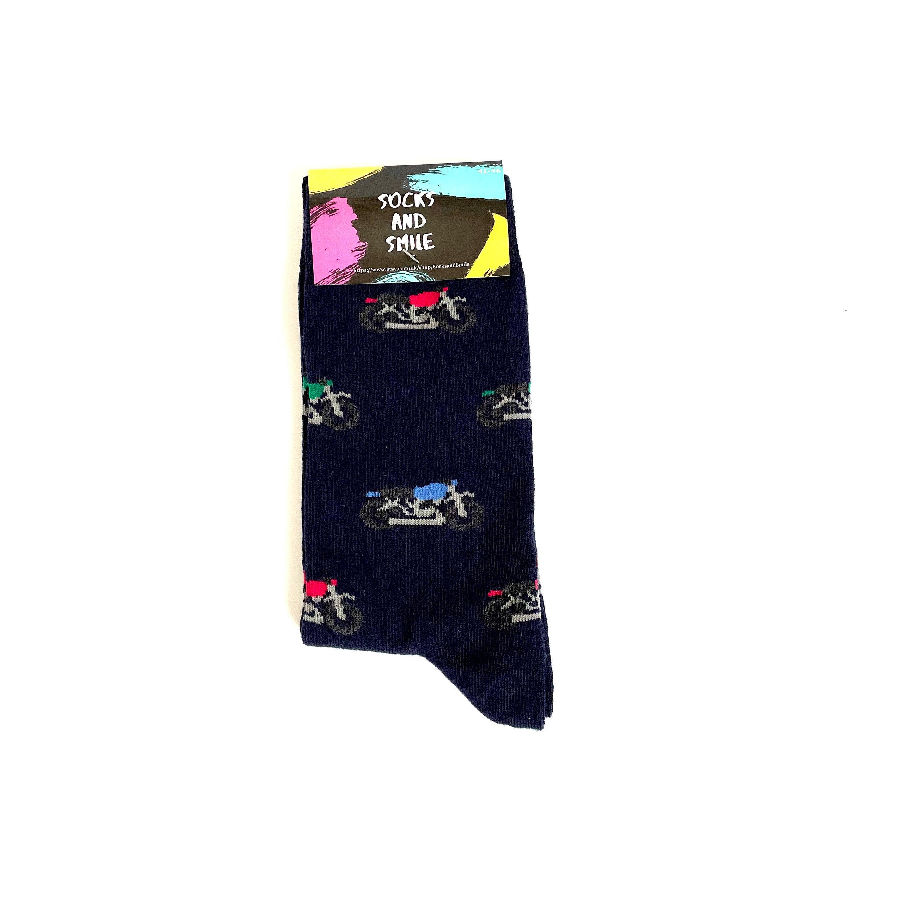 MOTORCYCLE Men Socks Novelty Patterned Funky Cool Fun Socks Etsy
