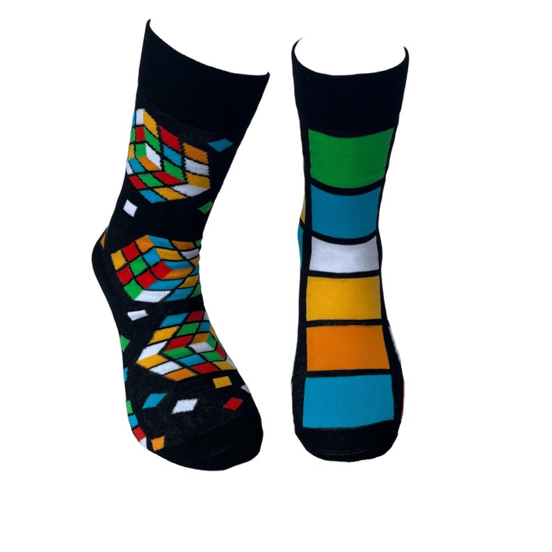 rubiks cube novelty men socks, black fun men socks, funny cuber  gift