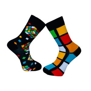 Chaussettes Rubik's Cube pour hommes Chaussettes Funky Cuber Chaussettes en coton image 6