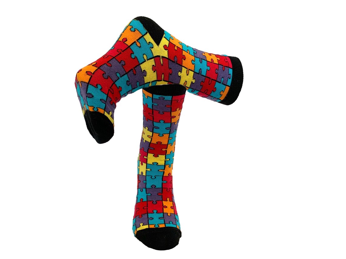 Puzzle Socks Jigsaw Novelty Patterned Funky Colorful Funny Etsy