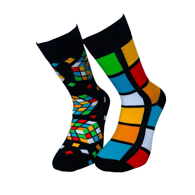 Chaussettes Rubik's Cube pour hommes Chaussettes Funky Cuber Chaussettes en coton image 4