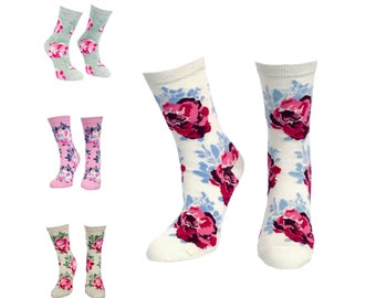 Calzini da donna con rose, calzini carini con fiori, regalo per gli amanti delle rose, calzini di cotone premium