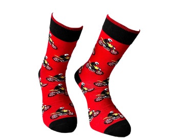 Motorcycle Racer Men's Socks | Motorbike Novelty Gift | Premium Cotton Rich