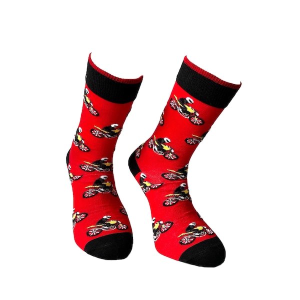 Motorcycle Racer Men's Socks | Motorbike Novelty Gift | Premium Cotton Rich