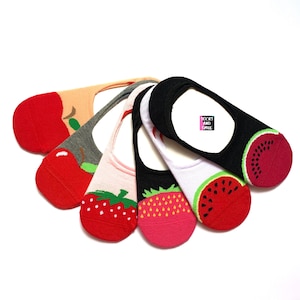 Red Fruits No-Show Socks, Anti-slip Invisible Liner Socks, Watermelon Socks, Strawberry Socks, Apple Socks, Gift for Women, Mom&#39;s Present