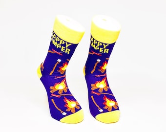 Campfire Men's Socks | Camper Novelty Gift | Camping Lovers | Funky Fun Cotton Socks for Men