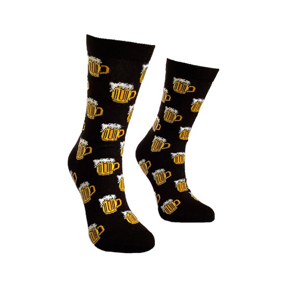 Beer Socks Black | Beer Lovers | Novelty Patterned Funky Colorful Funny Socks | Unisex Socks Christmas gift oktoberfest