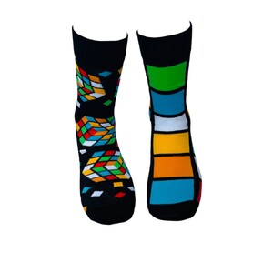 Chaussettes Rubik's Cube pour hommes Chaussettes Funky Cuber Chaussettes en coton image 3