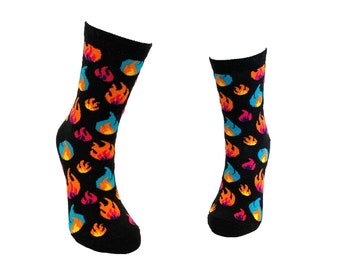 Flame Fire Socks | Novelty Patterned Funky Funny Socks | Unisex | Premium Cotton Rich Socks