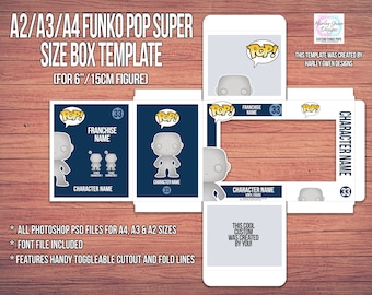 A4/A3/A2 Funko Pop SUPER SIZE Box Digitale Vorlage (Für 15cm Figur)