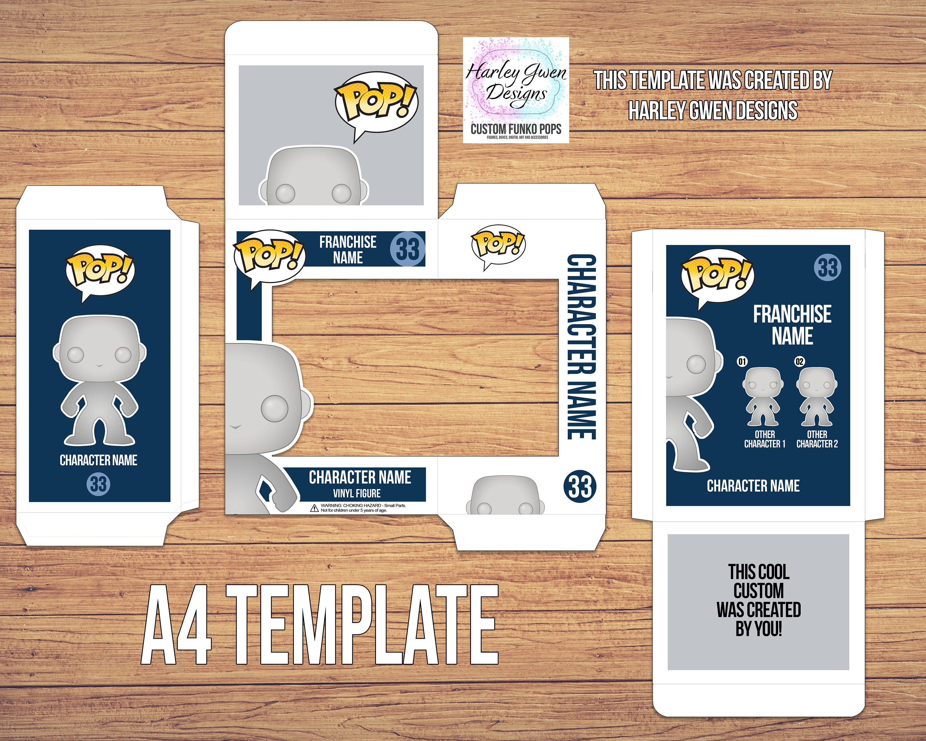 A4/A3/A2 Funko Pop Box Digital Template for Standard 4 picture image