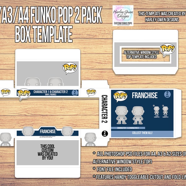 A4/A3/A2 Funko Pop 2 Pack Box Digital Template