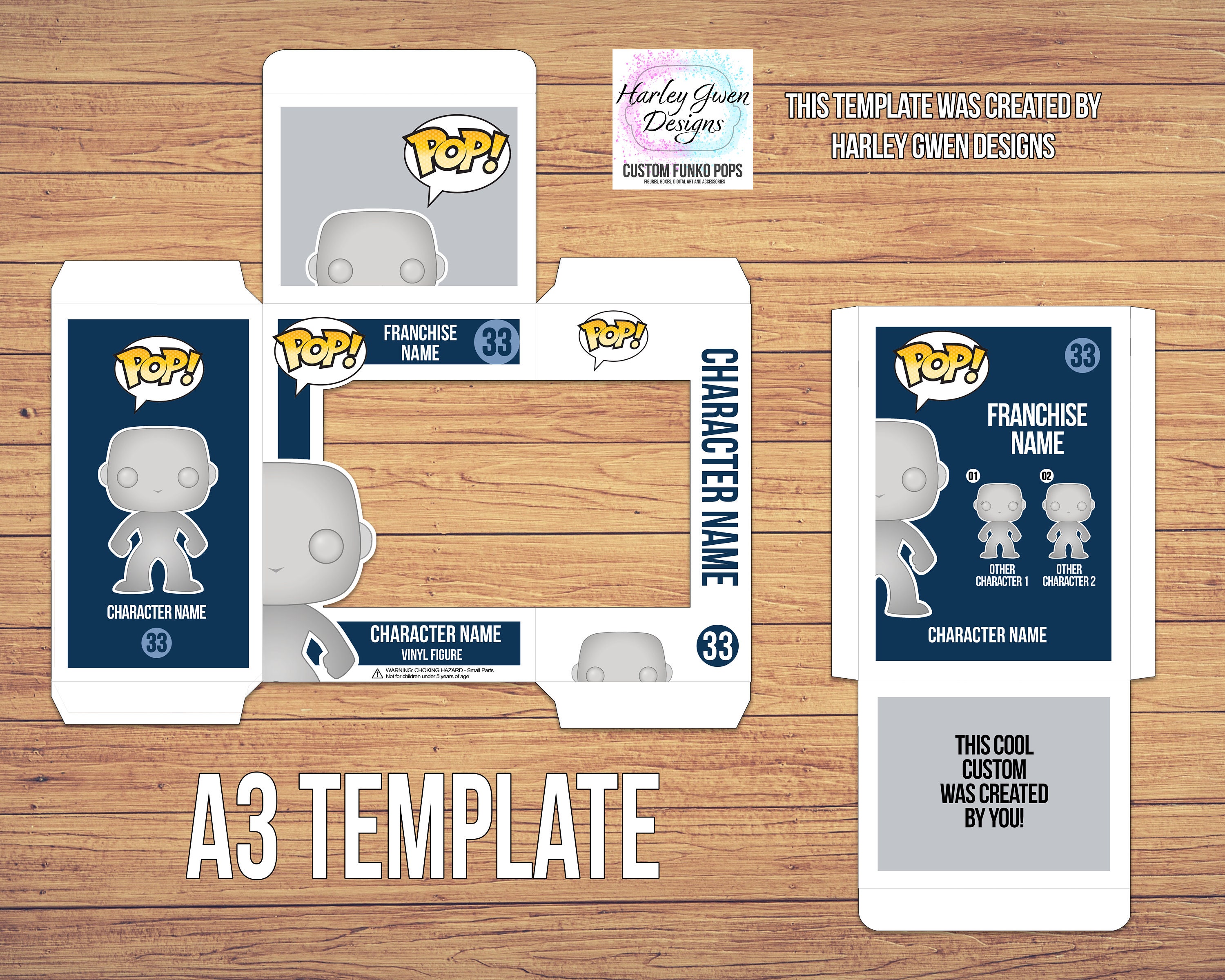 A4/A3/A2 Funko Pop Box Digital Template for Standard 4 / 10cm Figure 